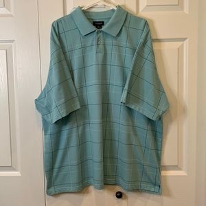 Van Heusen XXL Pale Blue Plaid Polo Shirt